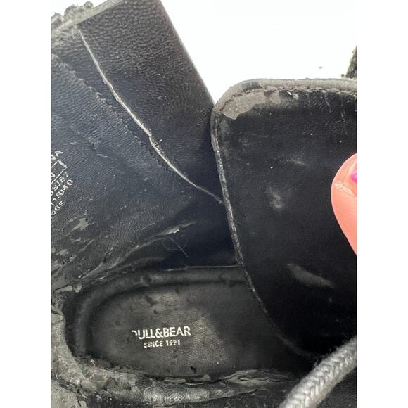Pull & Bear Black Combat Moto Boots Laces Buckles size 39 Ankle Boots - Fair - Picture 6 of 11